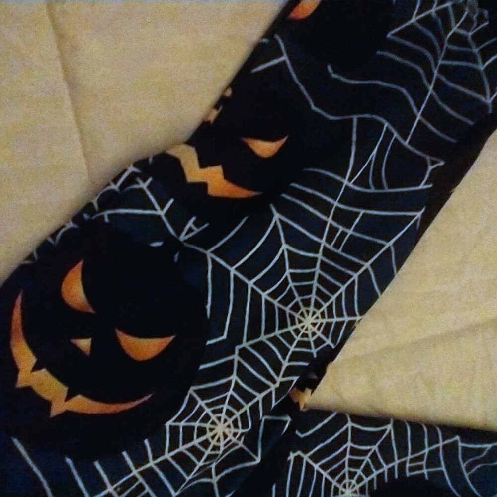 Spider web pumpkin leggings in navy blue L